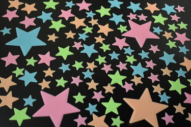 100pc Multicolor Glow in the Dark Cosmic Stars Wall Ceiling Decor